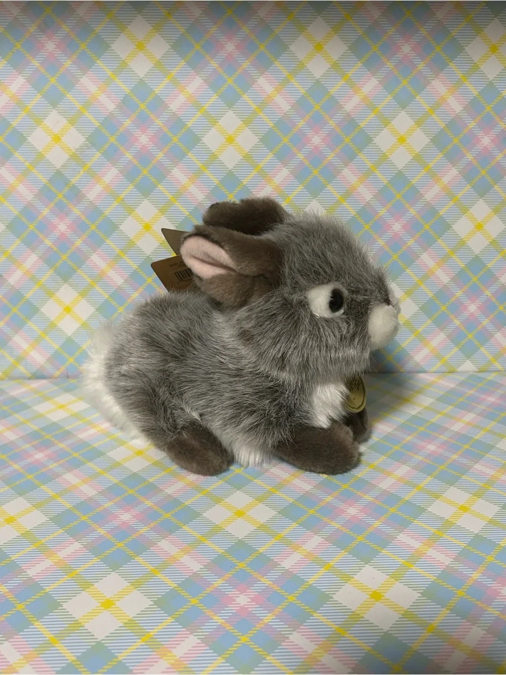Gray Plush Bunny Toy for Small Pets